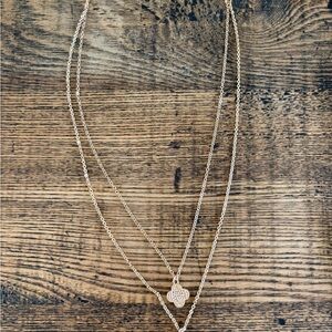 Elegant Gold Tone Layered Necklace Approx 13” Long